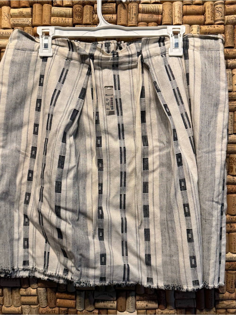 Madewell Cream and Black Striped Drawstring Waist Skirt